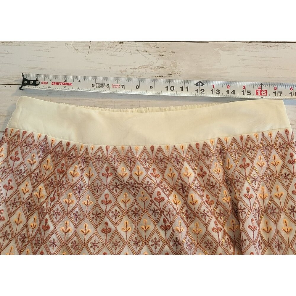 Soft Surroundings Inez Metallic Embroidered Maxi Skirt Coral NEW Boho Chic Large - Picture 7 of 9
